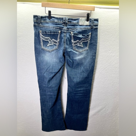 Hydraulic Bootcut Jeans Womens 13/14 Wide Stitch Embroidered Blue Denim 2226 - Picture 8 of 10